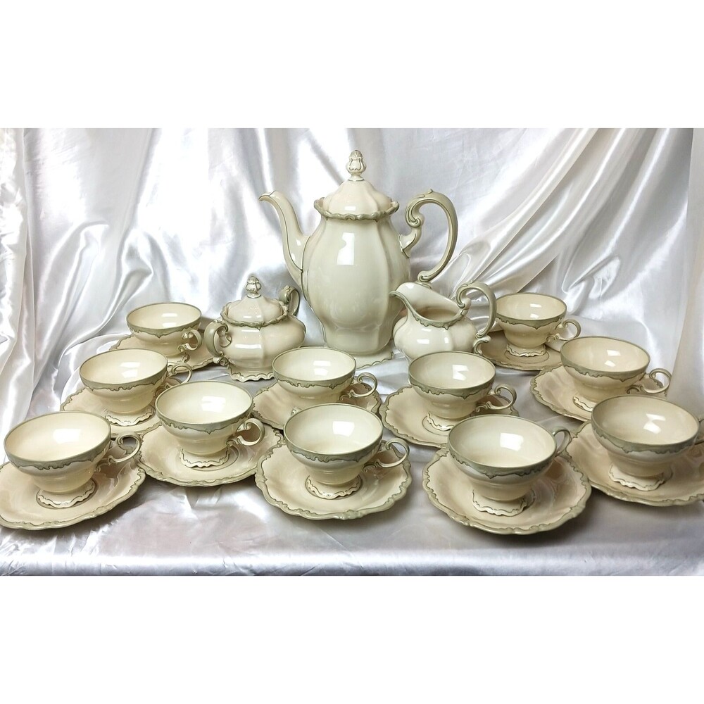 Vintage 1946 Rosenthal Pompadour Germany Coffee Set for 11 w/sugar & creamer